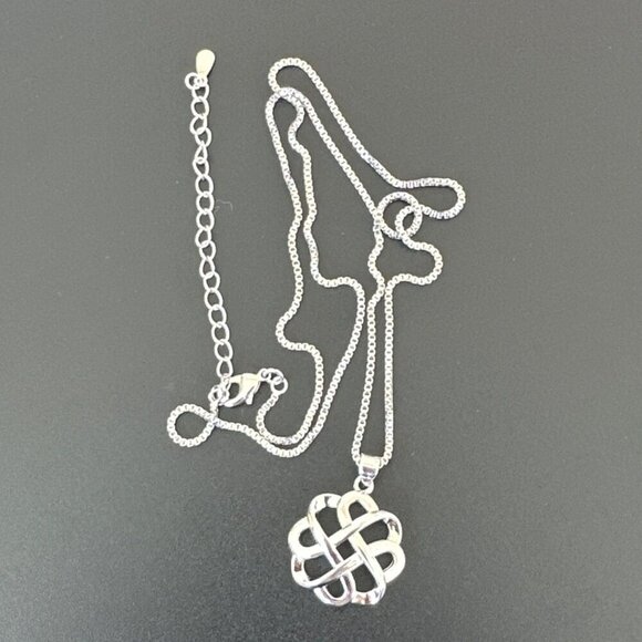 Celtic Knot Necklace Silver Tone Adjustable Length - Picture 2 of 4